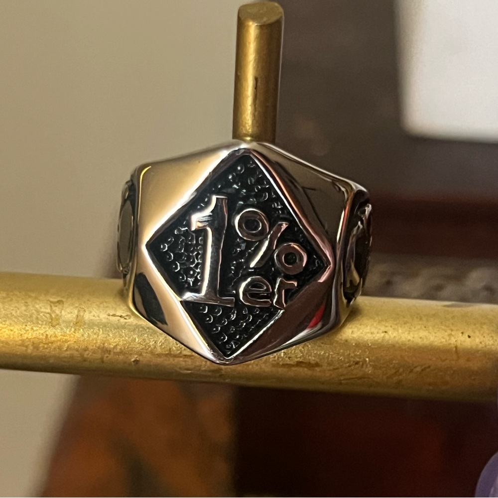 Biker 1% er Skull Ring Mens Motorcycle Biker Band